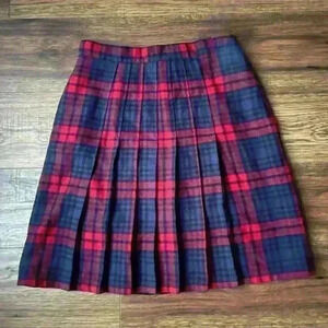 Vintage  Y2K Pleated Red and Navy Skirt‎